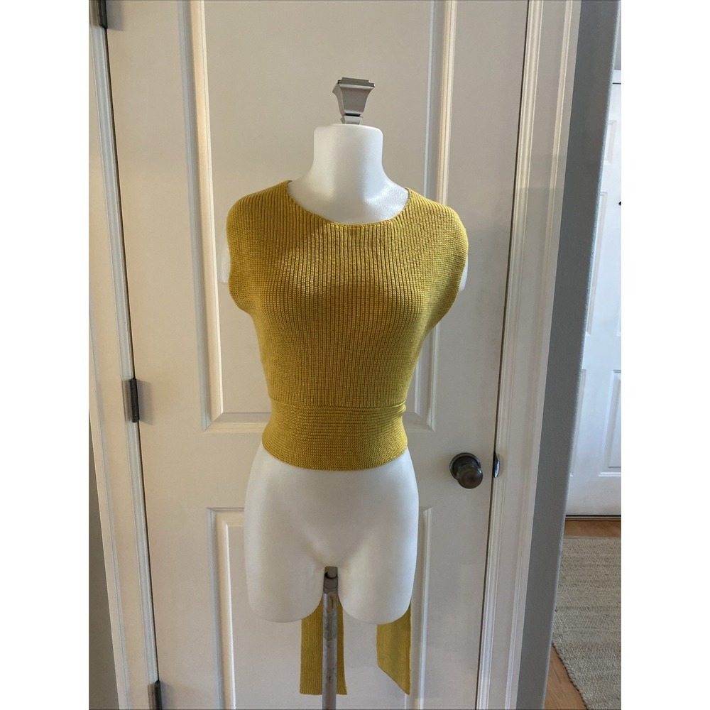 Free People Beach Sweater Women Yellow Brown Orchid Convertible Open-Back Top M